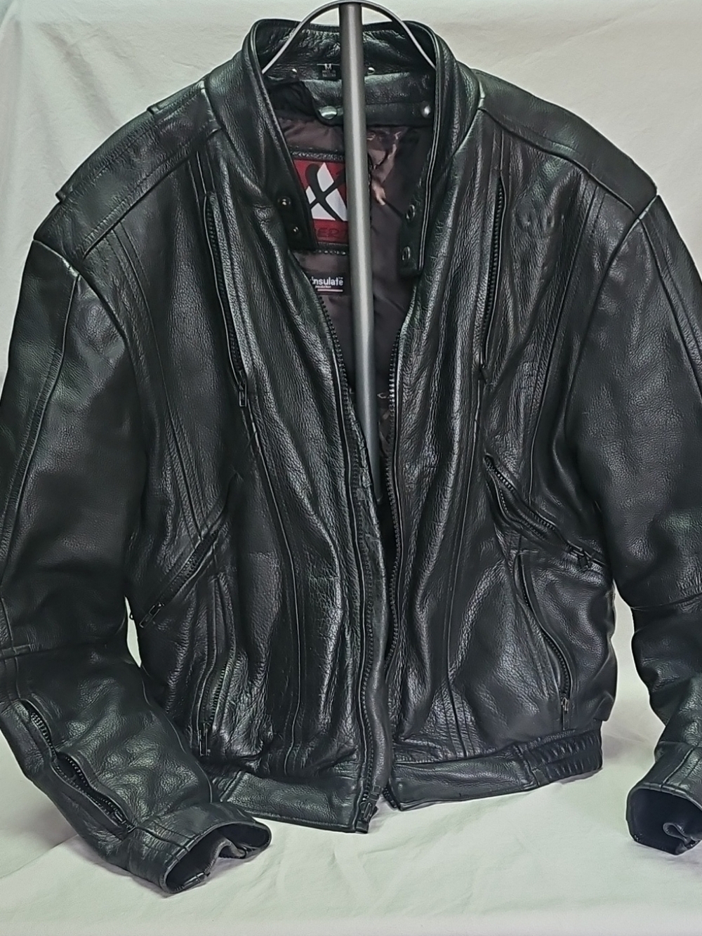 Xpert Thinsulate Thermal Black Leather Bomber Jacket - Heavy